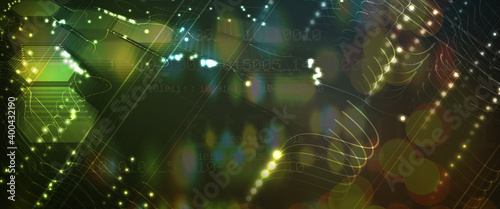 Quantum processing. Deep learning artificial intelligence. Future new technology  for business or science presentation