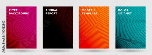 Halftone lines texture covers geometric vector set.