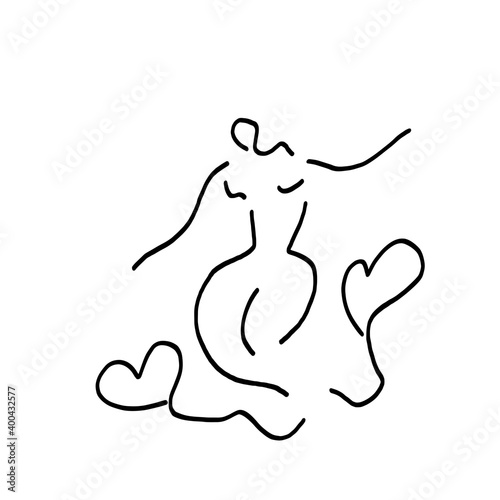 silhouette of a woman line illustration logo design