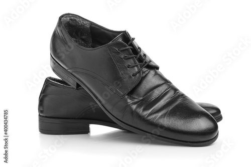 Classic leather male shoes on white background