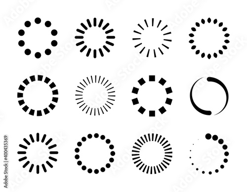 Loading indicator icon set, download symbol collection. Vector illustration isolated on white background