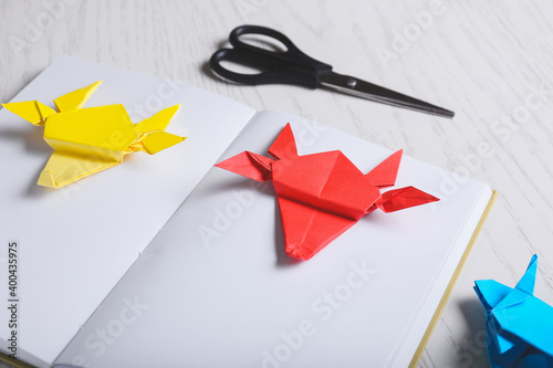 Notebook and origami bulls ...
