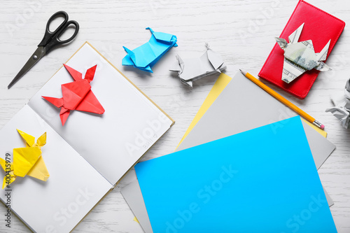Stationery and origami bull...