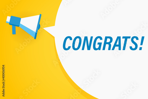 Flat megaphone with speech bubble and phrase