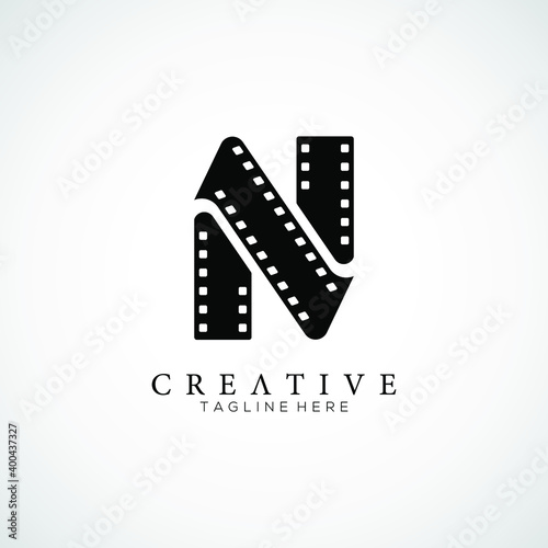 Elegant letter N logo for strip film vector illustration