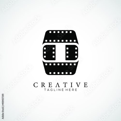 Elegant letter O logo for strip film vector illustration