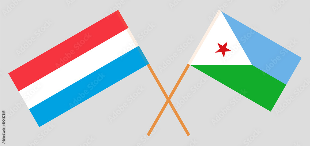 Crossed flags of Luxembourg and Djibouti Crossed flags of Luxembourg and Djibouti