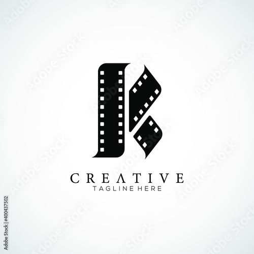 Elegant letter R logo for strip film vector illustration