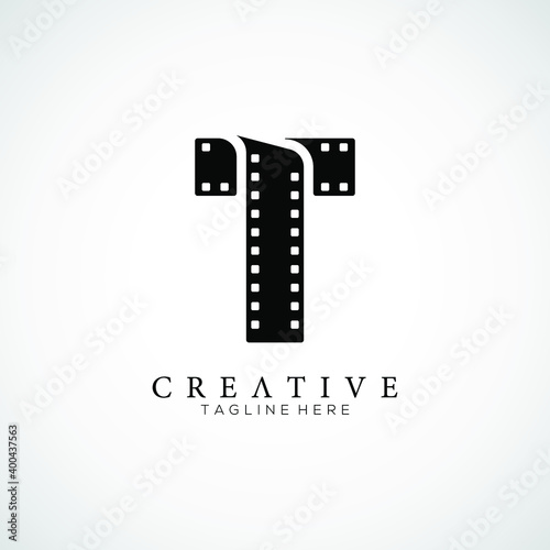 Elegant letter T logo for strip film vector illustration