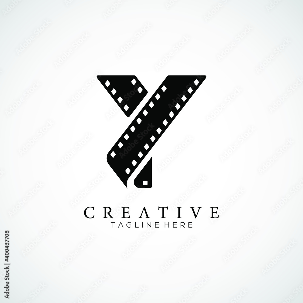 Elegant letter Y logo for strip film vector illustration