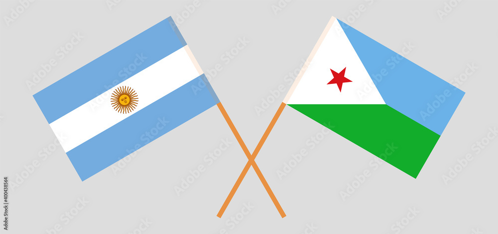 Crossed flags of Argentina and Djibouti Crossed flags of Argentina and Djibouti