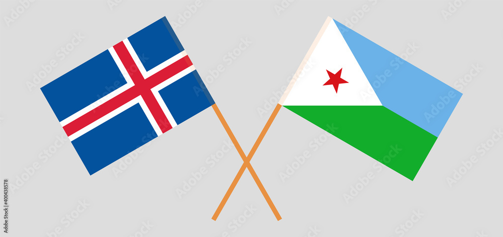 Crossed flags of Iceland and Djibouti