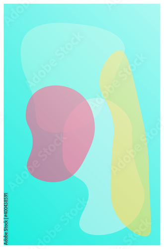 Postcard template in light blue colors with multi-colored circles