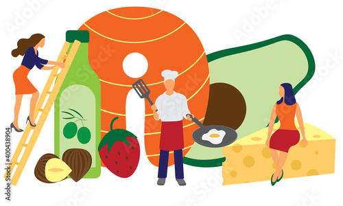 People keeping keto diet - eating high fat and protein food