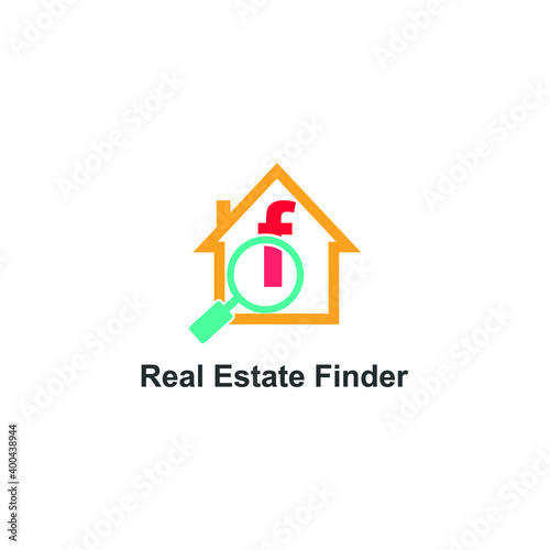 Letter f for house, home, apartment, and real estate finder search icon logo vector template design