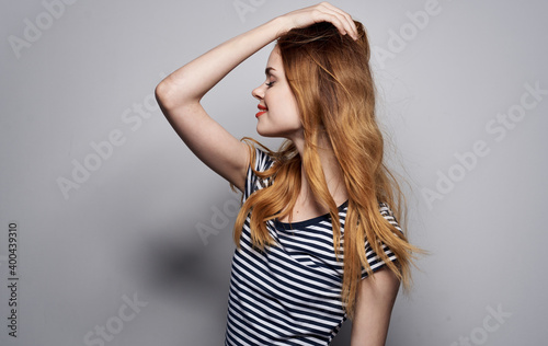 Pretty woman beautiful hairstyle cosmetics glamor emotions elegant style