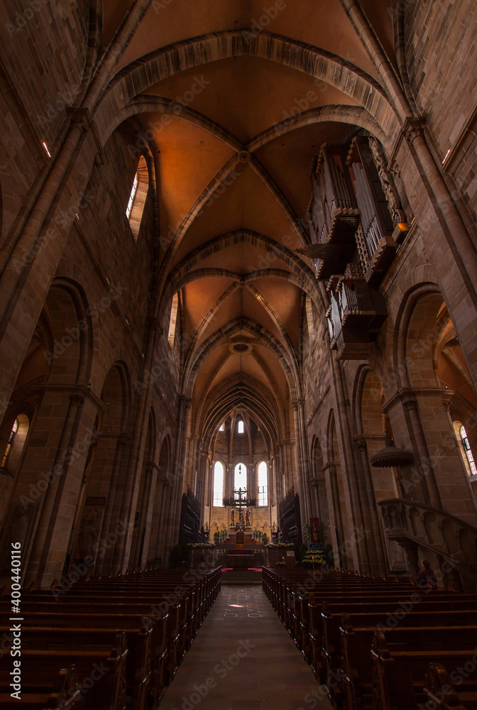 Bamberg, Germany - MAY 23 2019 :Interior of Bamberg Cathedral.