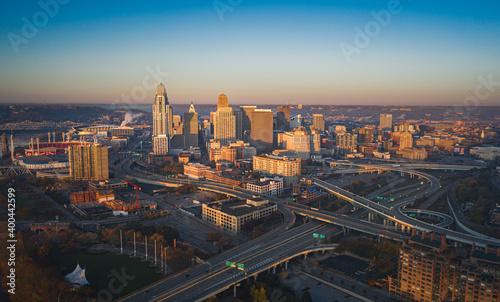 Cincinnati, Ohio, USA skyline aerial view