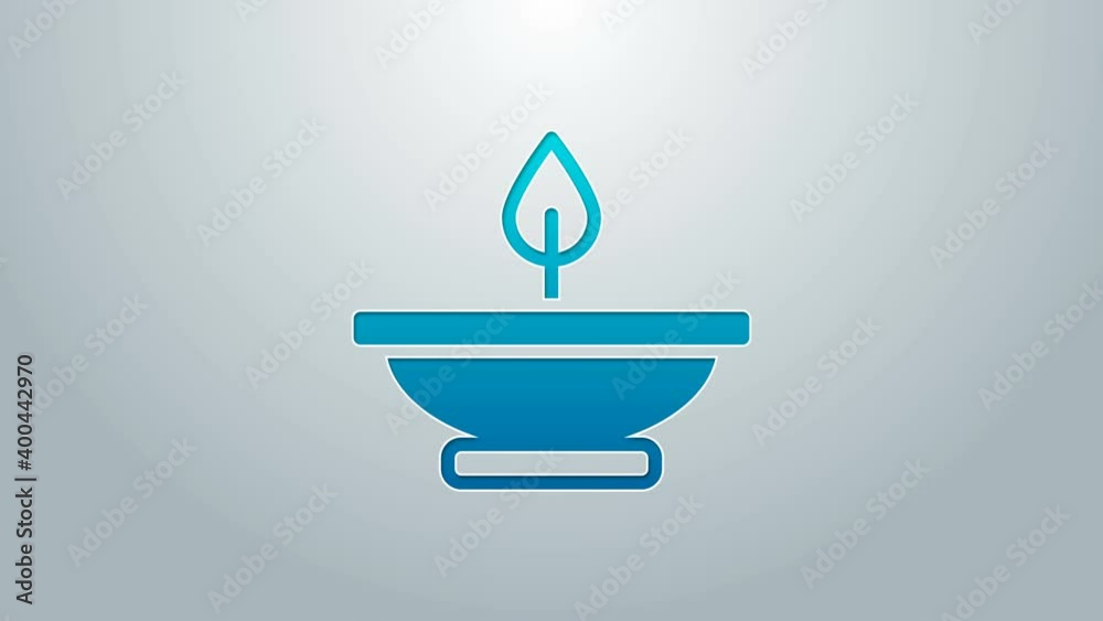 Blue line Aroma lamp icon isolated on grey background. 4K Video motion graphic animation Blue line Aroma lamp icon isolated on grey background. 4K Video motion graphic animation
