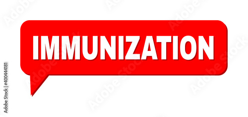 Chat IMMUNIZATION Colored Cloud Frame. IMMUNIZATION label is located inside colored cloud with shadow. Vector quote caption inside talking frame.