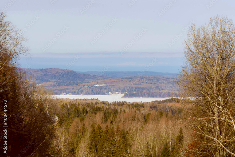 Winter landscape around a lake in Quebec, Canada, in December Winter landscape around a lake in Quebec, Canada, in December