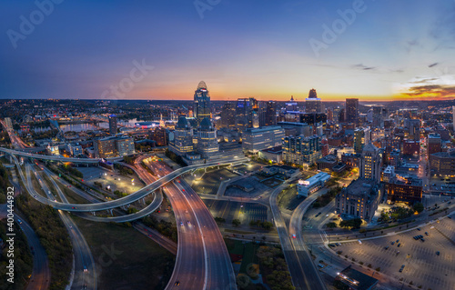 Twilight panoramic view of Cincinnati, Ohio