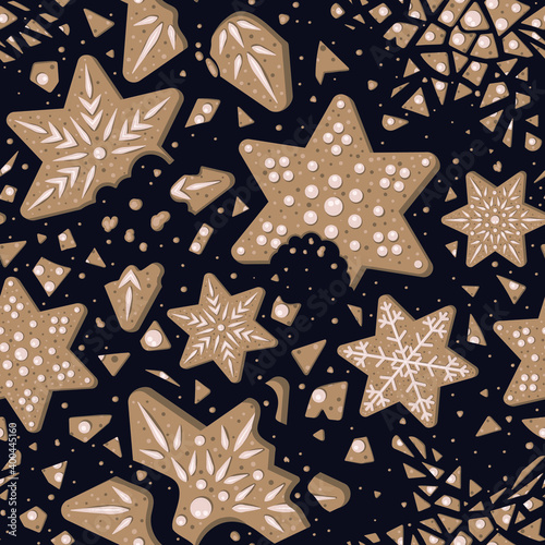 Vector Gingerbread Cookies Seamless Pattern