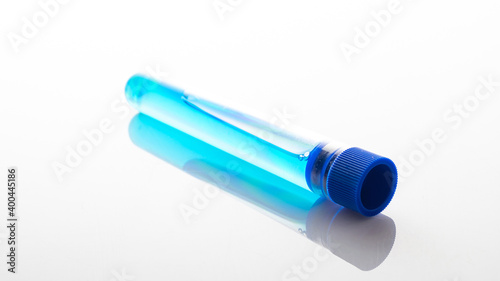 Injection bottle. Medical syringe with needle for protection flu virus and coronavirus. Covid vaccine isolated on white. Medicine plastic vaccination equipment with needle.