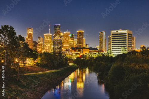 Houston Downtown Skyline - Buffalo Bayou Greens photo