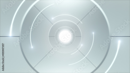 3d rendering of Abstract Background,White Circular Tunnel,Minimal Technology concepts