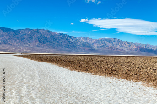 Hikers at Badwater Basin  Death Valley National Park  California  USA