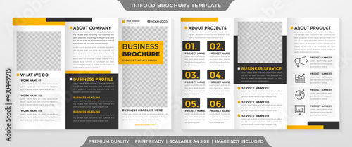 business trifold brochure template design with minimalist layout and modern concept use for business catalog and profile