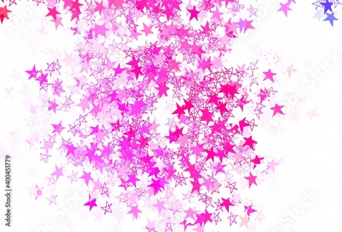 Light Purple, Pink vector backdrop with small and big stars.