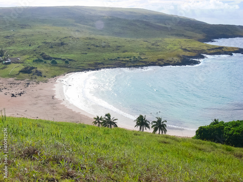 nature of Easter Island, landscape, vegetation and coast. photo