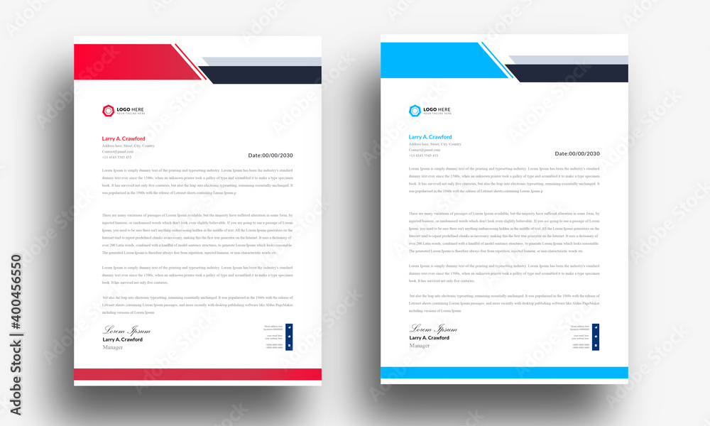 Letterhead template in Abstract style design