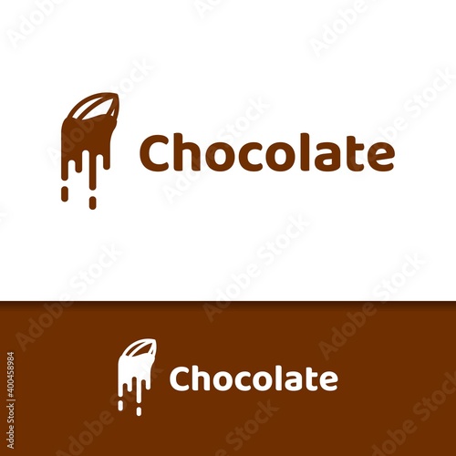 Chocolate melt logo company, logo vector template design with two preview. Ready to use, easy for edit.