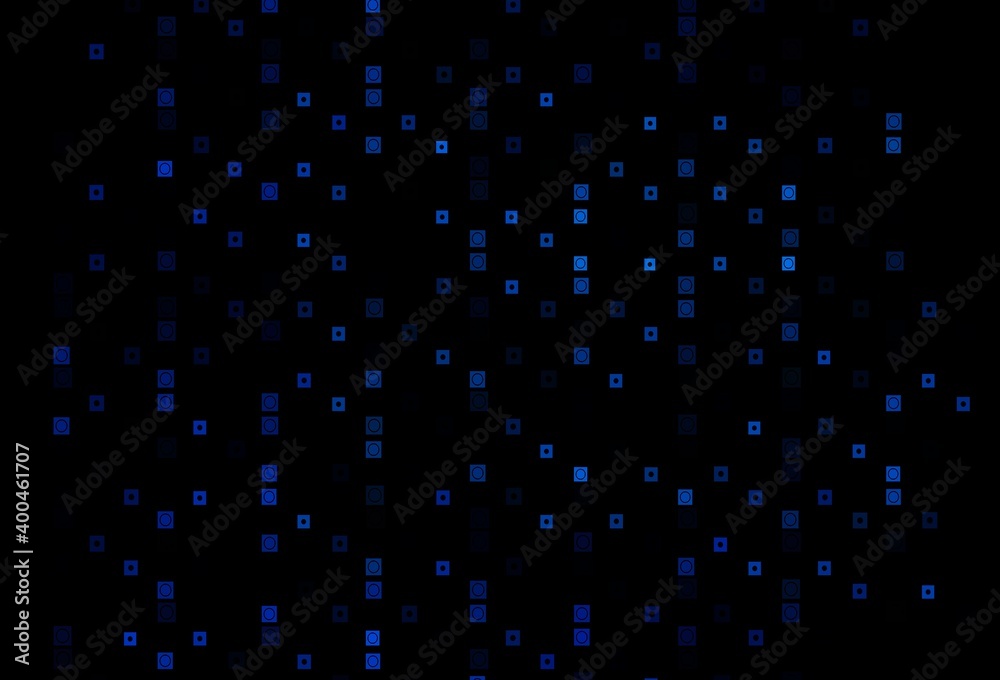 Dark BLUE vector template with circles, rectangles.