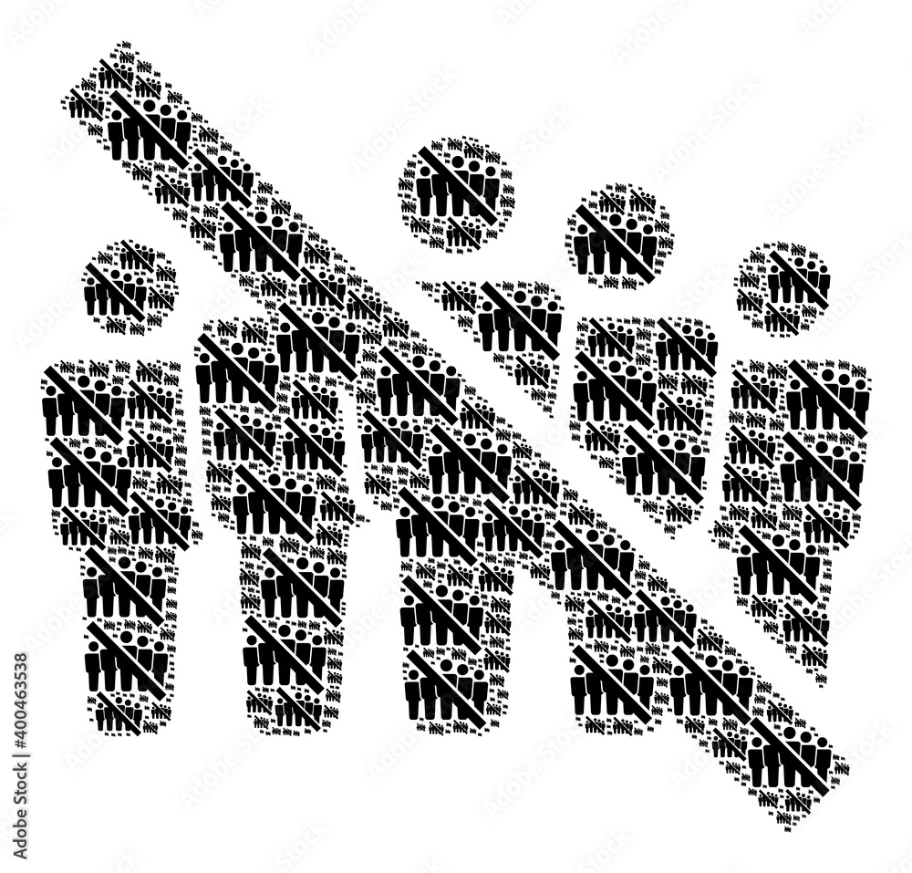 Obraz premium Recursion collage for no people crowd. Flat vector no people crowd collage is organized of random self no people crowd pictograms.