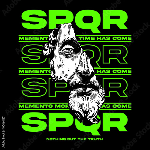 Roman emperor Bust with slogan Vector design for t-shirt graphics, banner, fashion prints, slogan tees, stickers, cards,flyer, posters and other creative uses