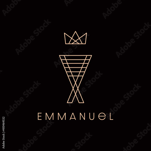 Geometric manger and crown, symbolizing the birth of Jesus Christ, Wonderful, Counselor,Emmanuel.