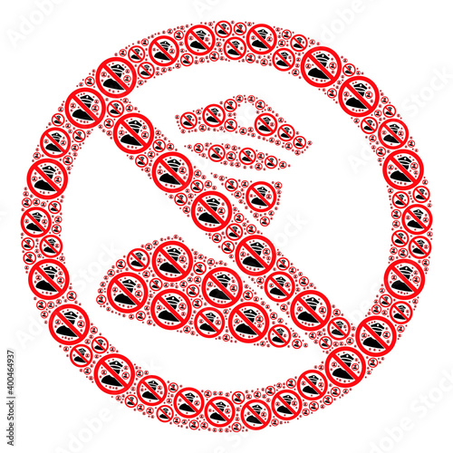 Recursive collage of no policeman. Flat vector no policeman mosaic is constructed of scattered recursive no policeman pictograms.