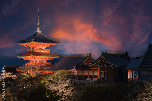 Kiyumizu Temple blue hour before dark   Kyoto