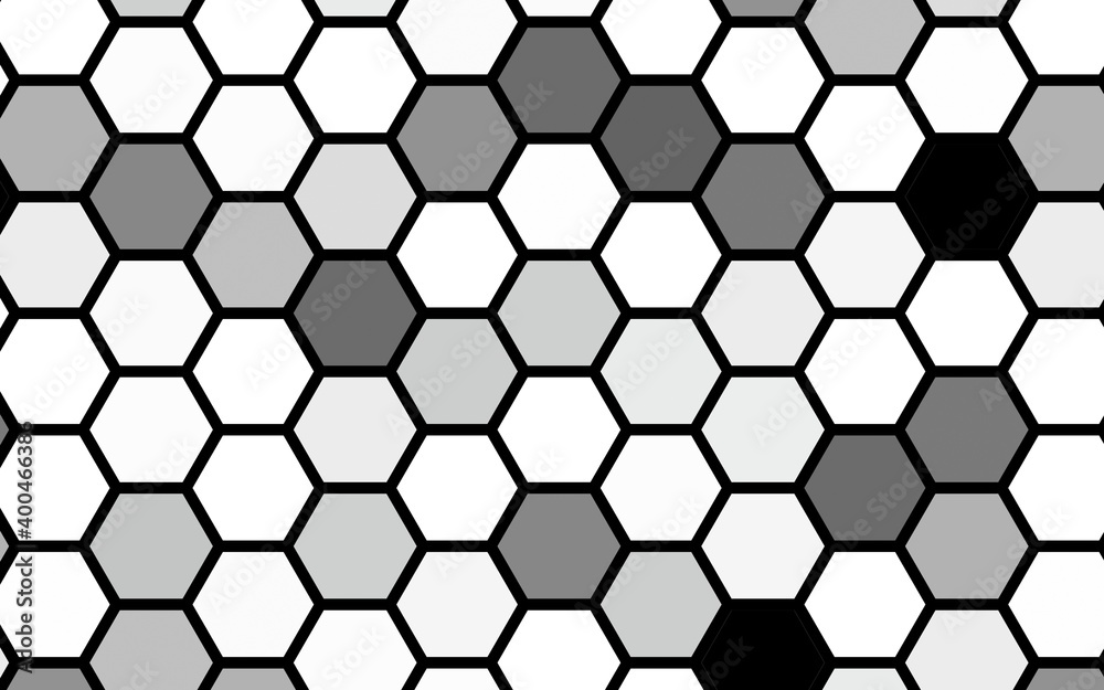 White honeycomb with a gradient color. Isometric geometry. 3D illustration White honeycomb with a gradient color. Isometric geometry. 3D illustration