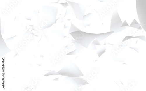Flying sheets of paper isolated on white background. Abstract money is flying in the air. 3D illustration