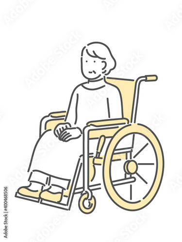 車椅子に座るシニアのイラスト素材