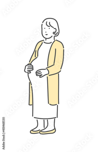 立っている妊婦さんの全身イラスト素材