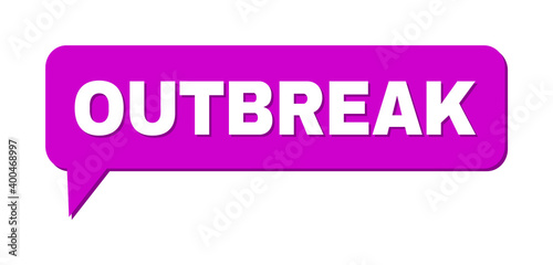 Chat OUTBREAK Colored Cloud Frame. OUTBREAK text is located inside colored cloud with shadow. Vector quote text inside chat frame.