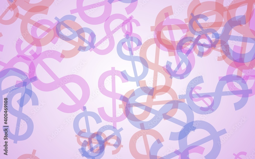 Multicolored translucent dollar signs on white background. Red tones. 3D illustration Multicolored translucent dollar signs on white background. Red tones. 3D illustration