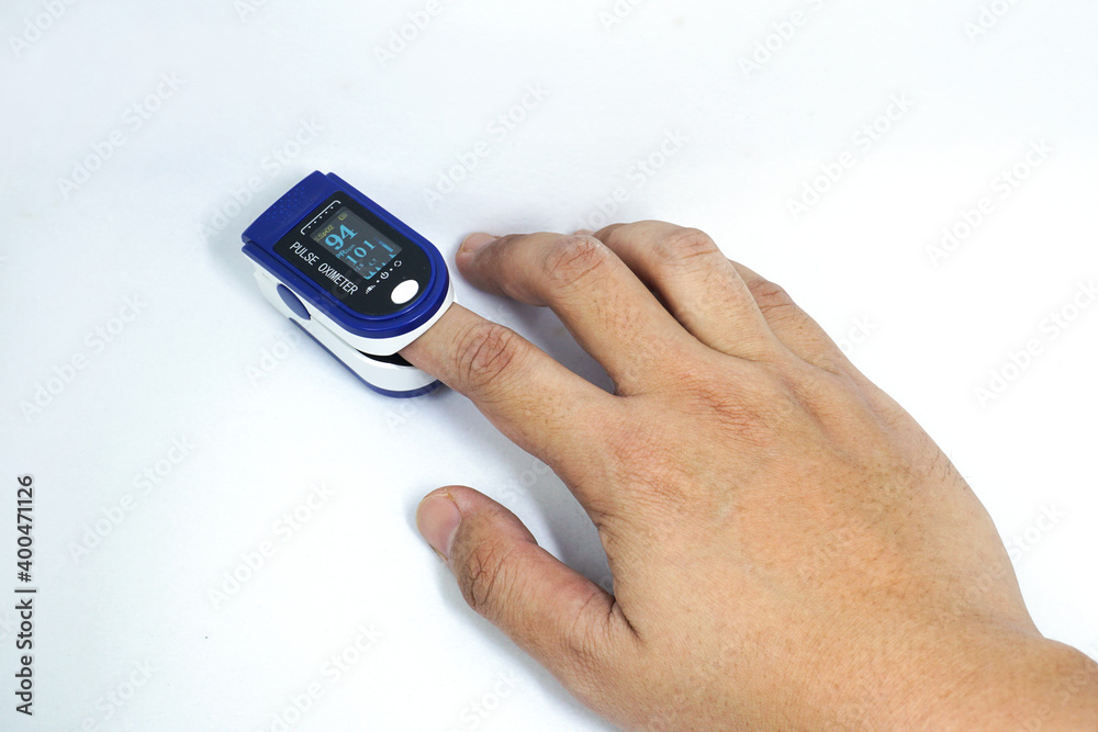 Pulse oximeter used to measure pulse rate and oxygen levels Pulse oximeter used to measure pulse rate and oxygen levels