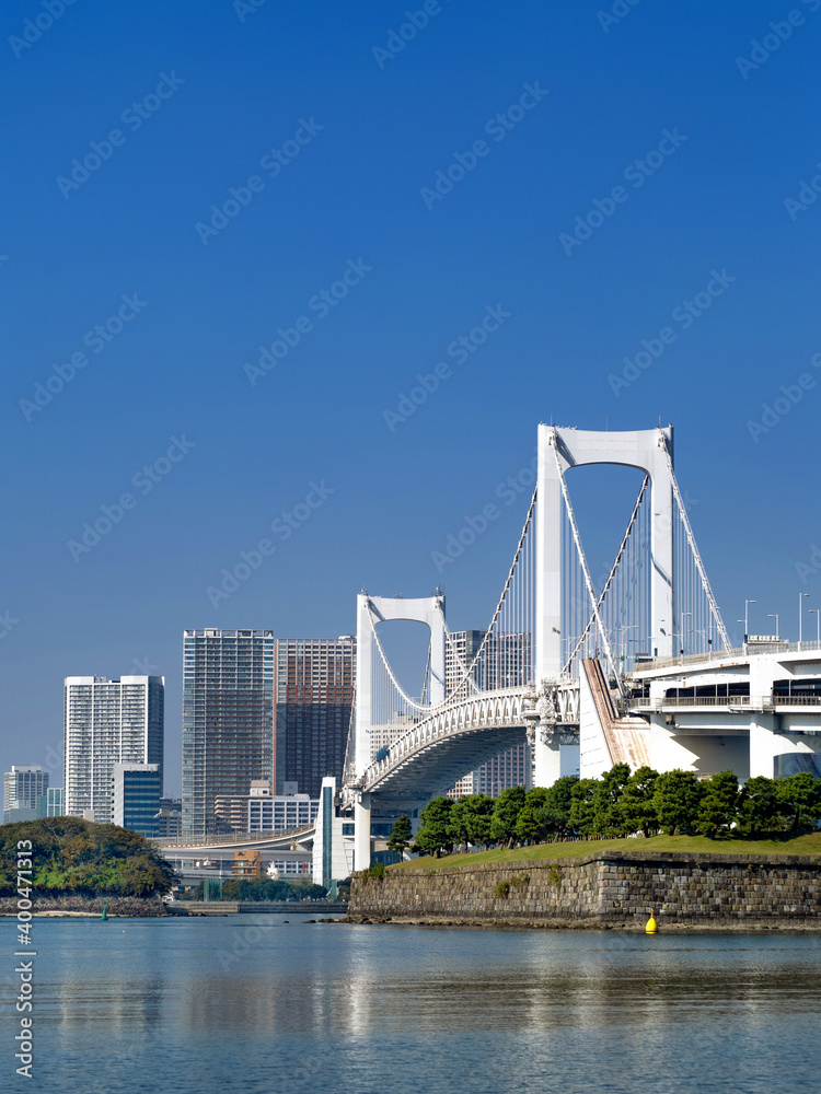 東京都　レインボーブリッジと東京港

